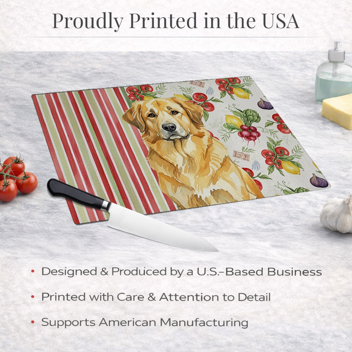 Picture of Carolines Treasures WDK8298LCB 11.25 x 15.25 in. Lion Yellow Leonberger Vegetables Glass Cutting Board
