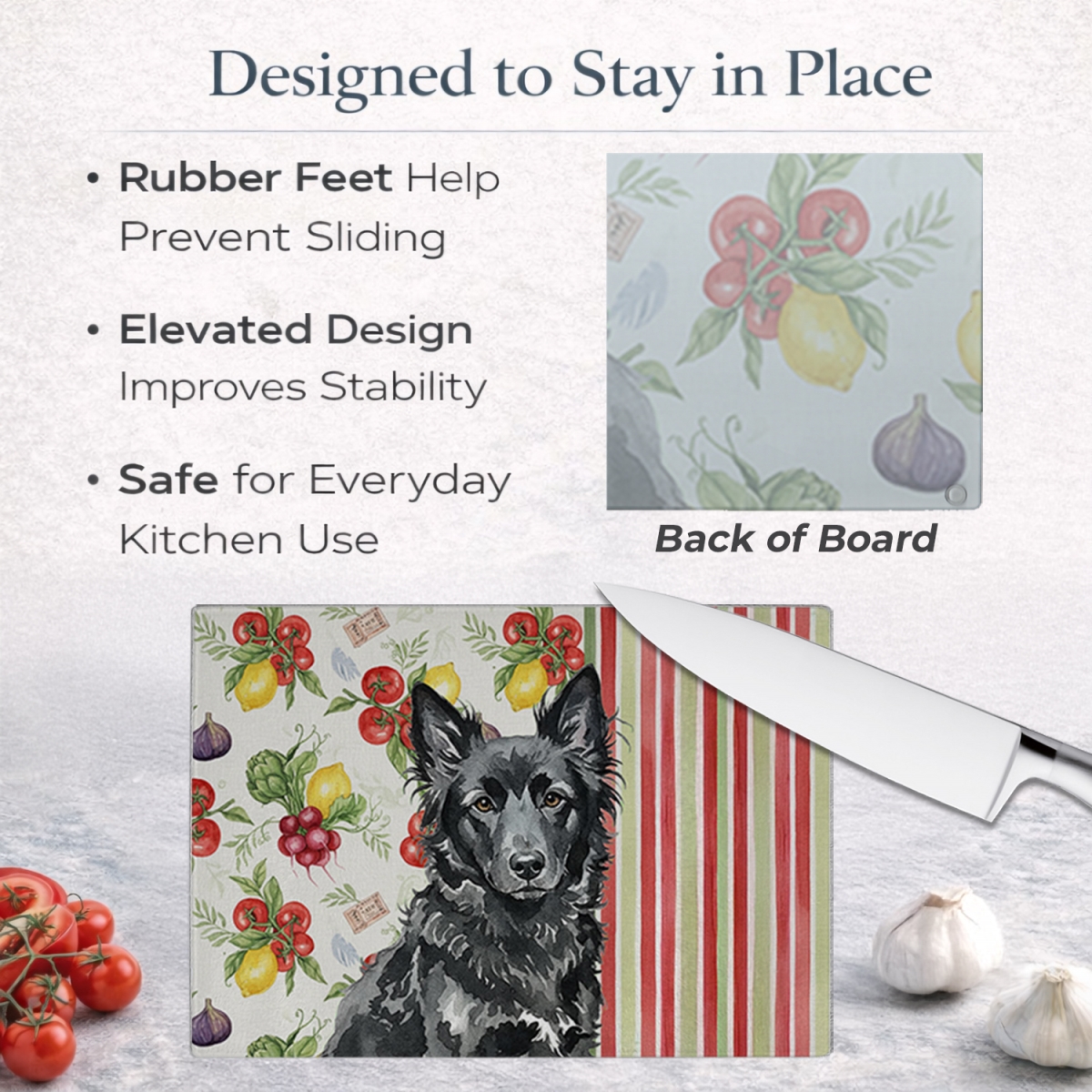 Picture of Carolines Treasures WDK8320LCB 11.25 x 15.25 in. Mudi Vegetables Glass Cutting Board