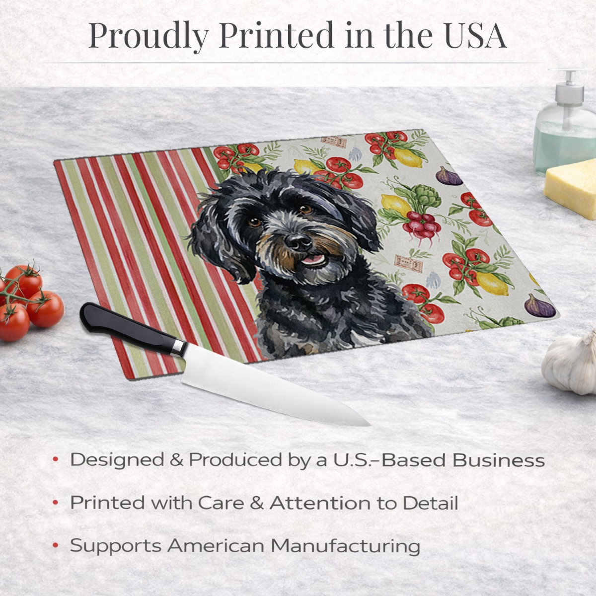 Picture of Carolines Treasures WDK8267LCB 11.25 x 15.25 in. Black Havanese Vegetables Glass Cutting Board