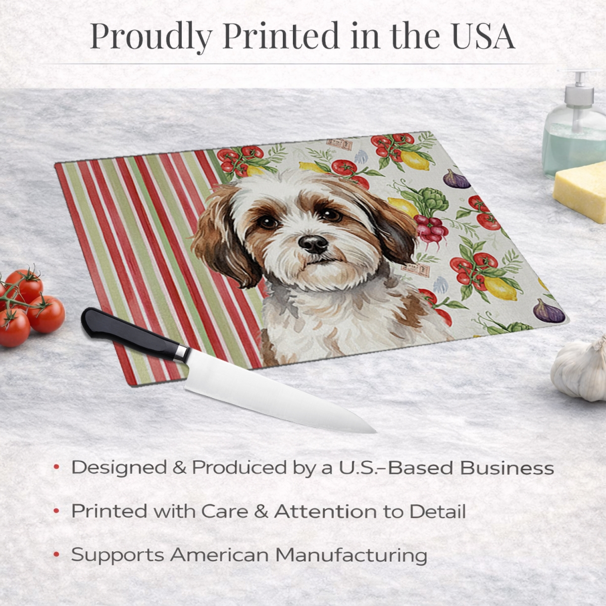 Picture of Carolines Treasures WDK8268LCB 11.25 x 15.25 in. Parti-Color Havanese Vegetables Glass Cutting Board