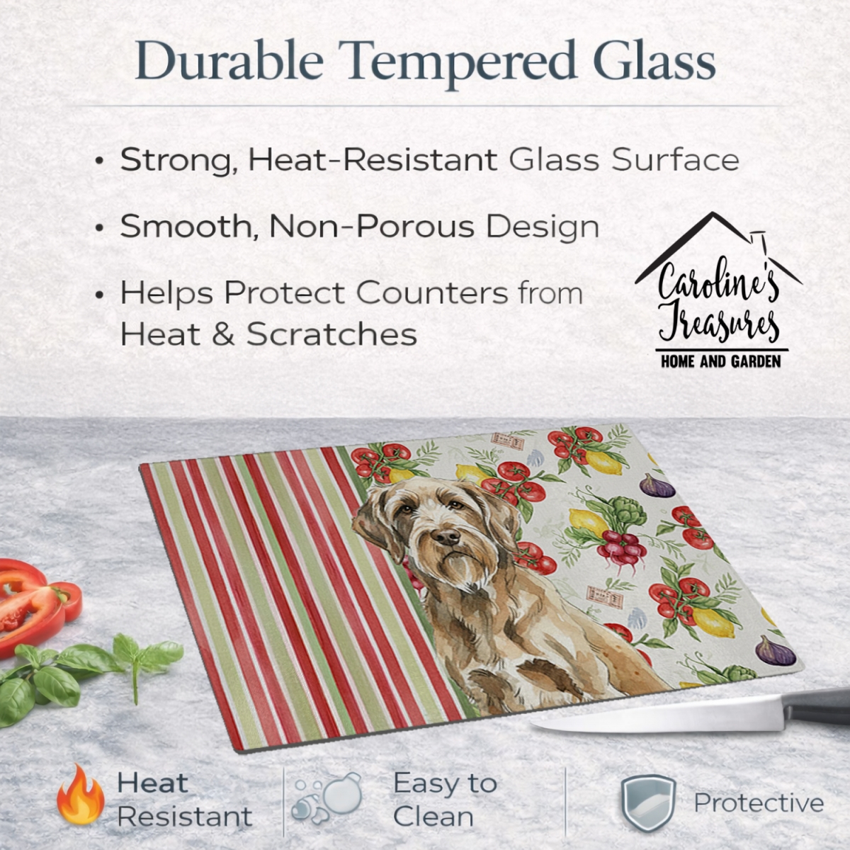 Picture of Carolines Treasures WDK8427LCB 11.25 x 15.25 in. Spinone Italiano Vegetables Glass Cutting Board