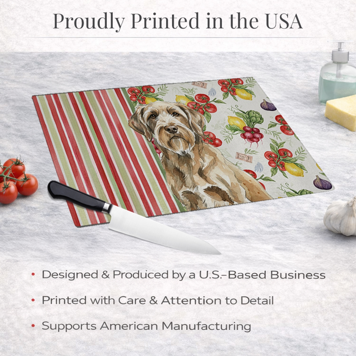 Picture of Carolines Treasures WDK8427LCB 11.25 x 15.25 in. Spinone Italiano Vegetables Glass Cutting Board