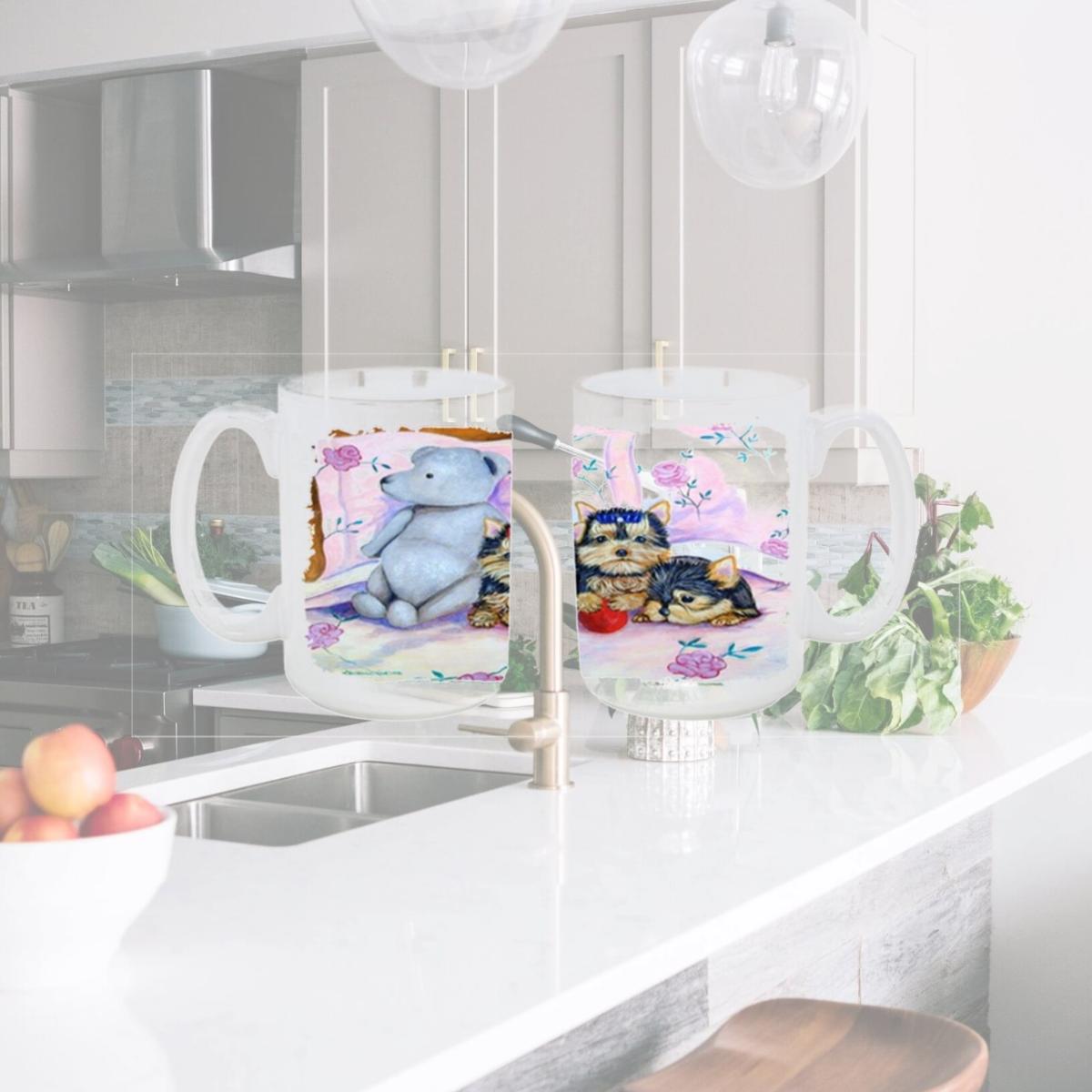 Picture of Carolines Treasures 7192CM15 Yorkie Puppies three in a row Dishwasher Safe Microwavable Ceramic Coffee Mug
