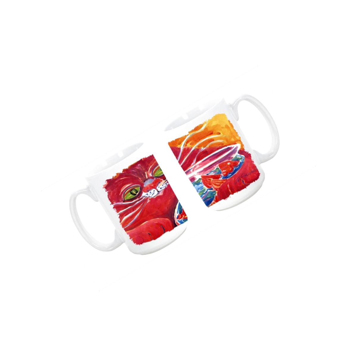 Picture of Carolines Treasures 6048CM15 Big Red Cat at the fishbowl Dishwasher Safe Microwavable Ceramic Coffee Mug