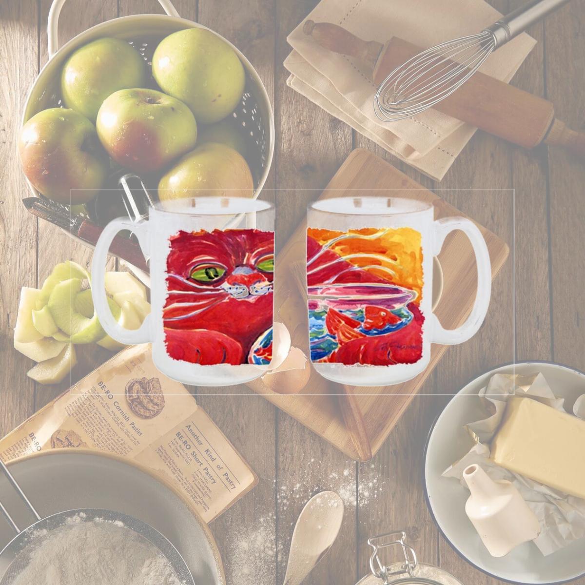 Picture of Carolines Treasures 6048CM15 Big Red Cat at the fishbowl Dishwasher Safe Microwavable Ceramic Coffee Mug