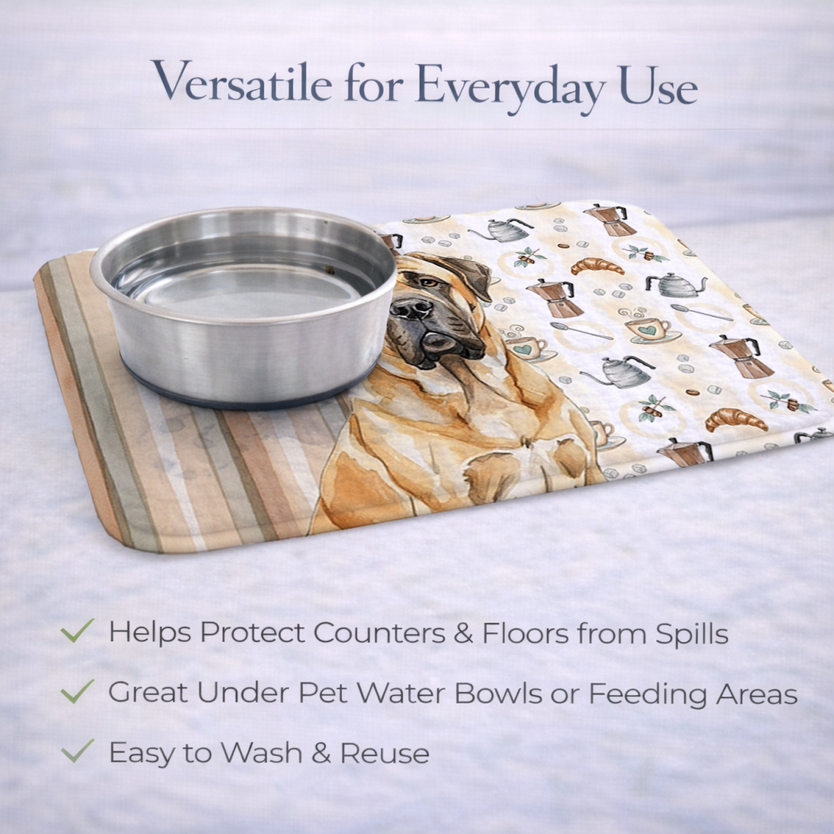 Picture of Carolines Treasures WDK7426DDM 21 x 14 in. Fawn English Mastiff Coffee Bar Dish Drying Mat