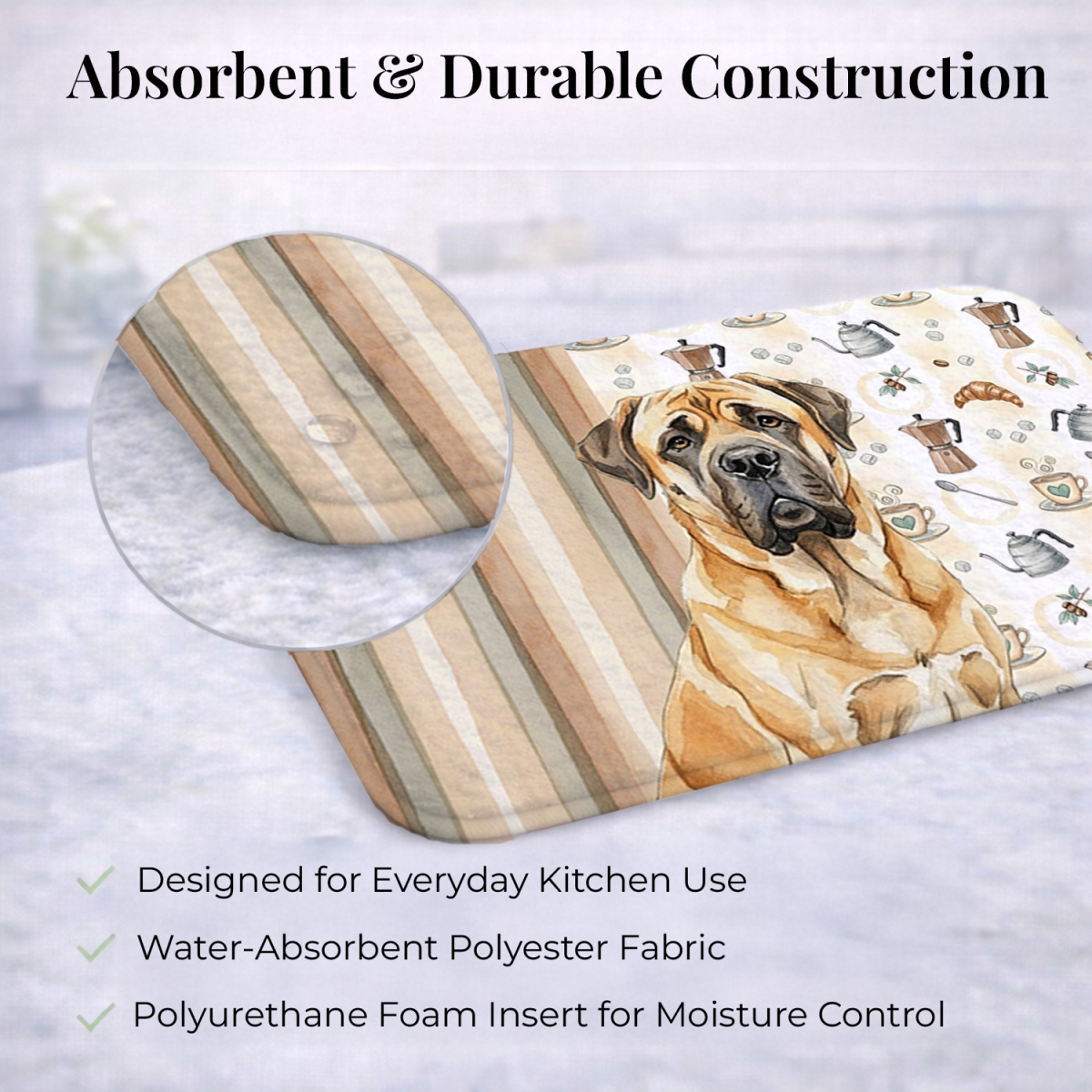 Picture of Carolines Treasures WDK7426DDM 21 x 14 in. Fawn English Mastiff Coffee Bar Dish Drying Mat