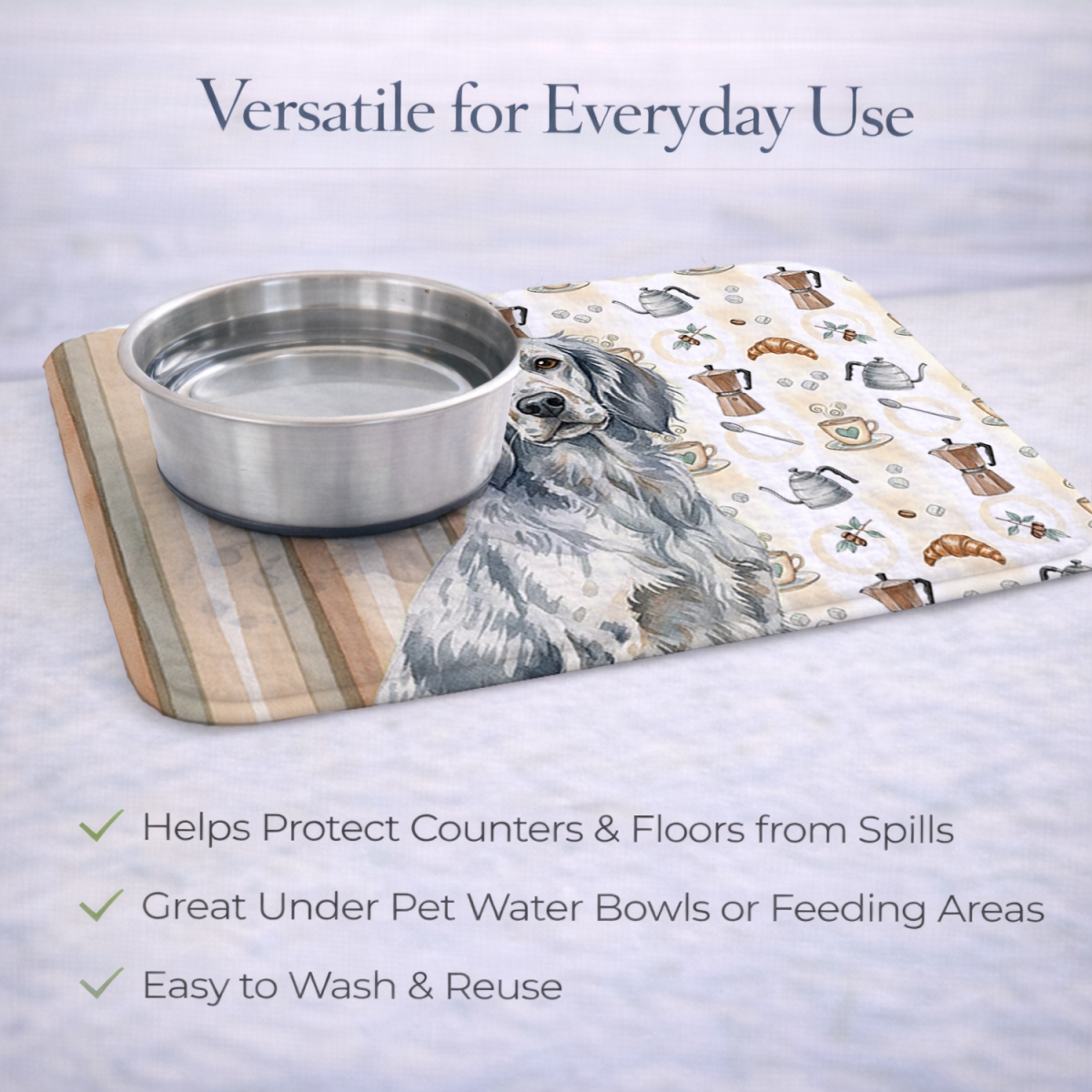 Picture of Carolines Treasures WDK7427DDM 21 x 14 in. Blue Belton English Setter Coffee Bar Dish Drying Mat