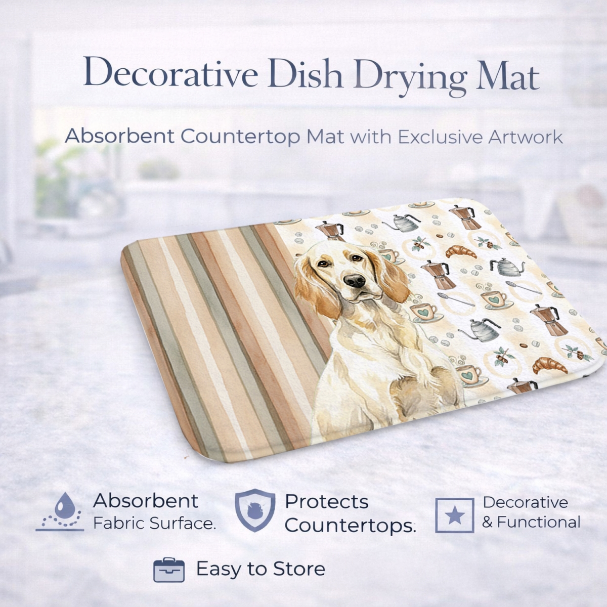 Picture of Carolines Treasures WDK7428DDM 21 x 14 in. Lemon Belton English Setter Coffee Bar Dish Drying Mat