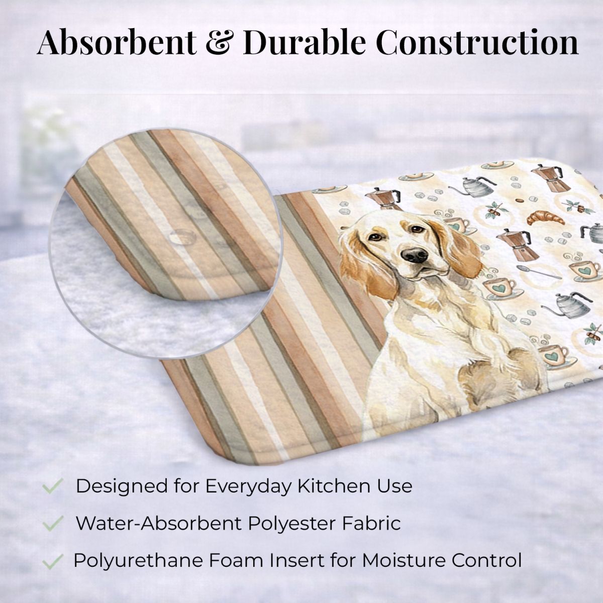 Picture of Carolines Treasures WDK7428DDM 21 x 14 in. Lemon Belton English Setter Coffee Bar Dish Drying Mat