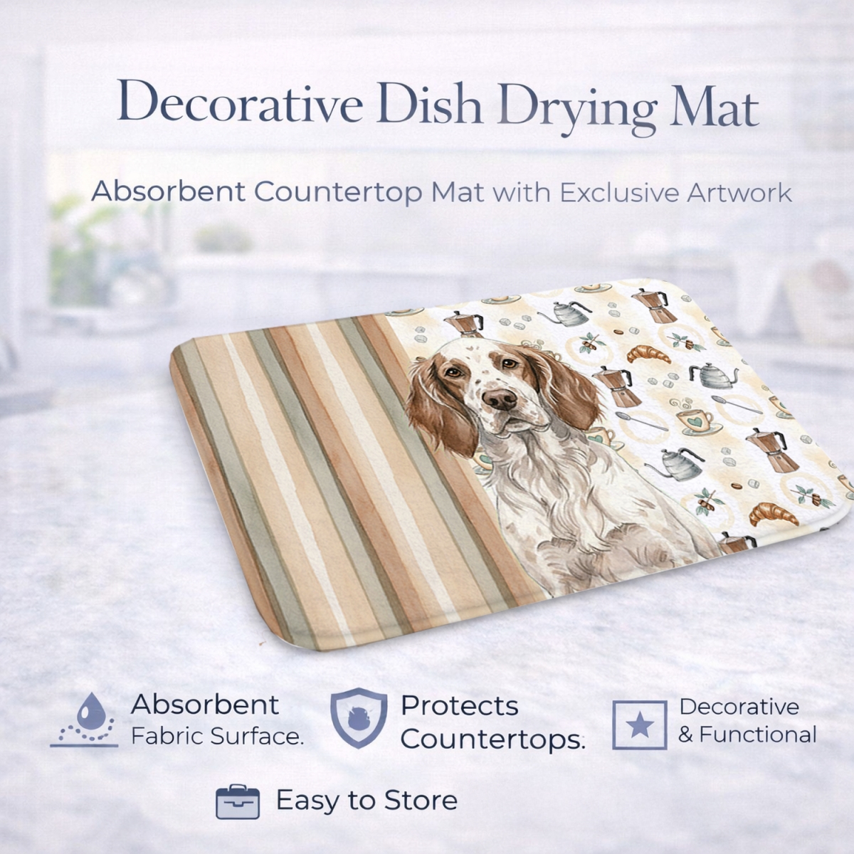 Picture of Carolines Treasures WDK7429DDM 21 x 14 in. Liver Belton English Setter Coffee Bar Dish Drying Mat