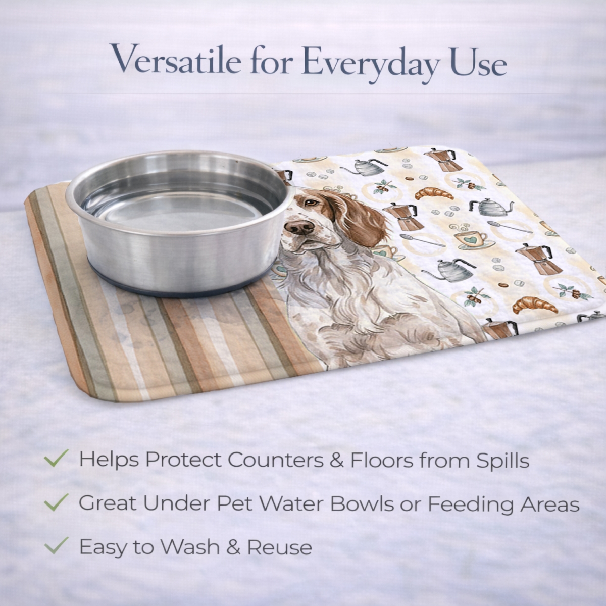 Picture of Carolines Treasures WDK7429DDM 21 x 14 in. Liver Belton English Setter Coffee Bar Dish Drying Mat