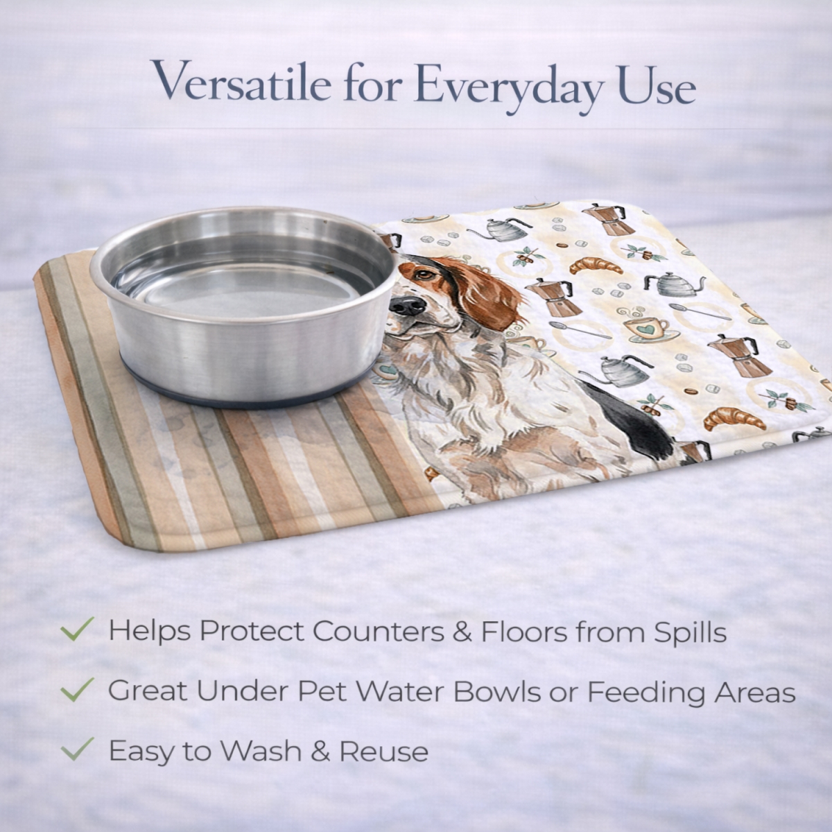 Picture of Carolines Treasures WDK7431DDM 21 x 14 in. Tricolor English Setter Coffee Bar Dish Drying Mat