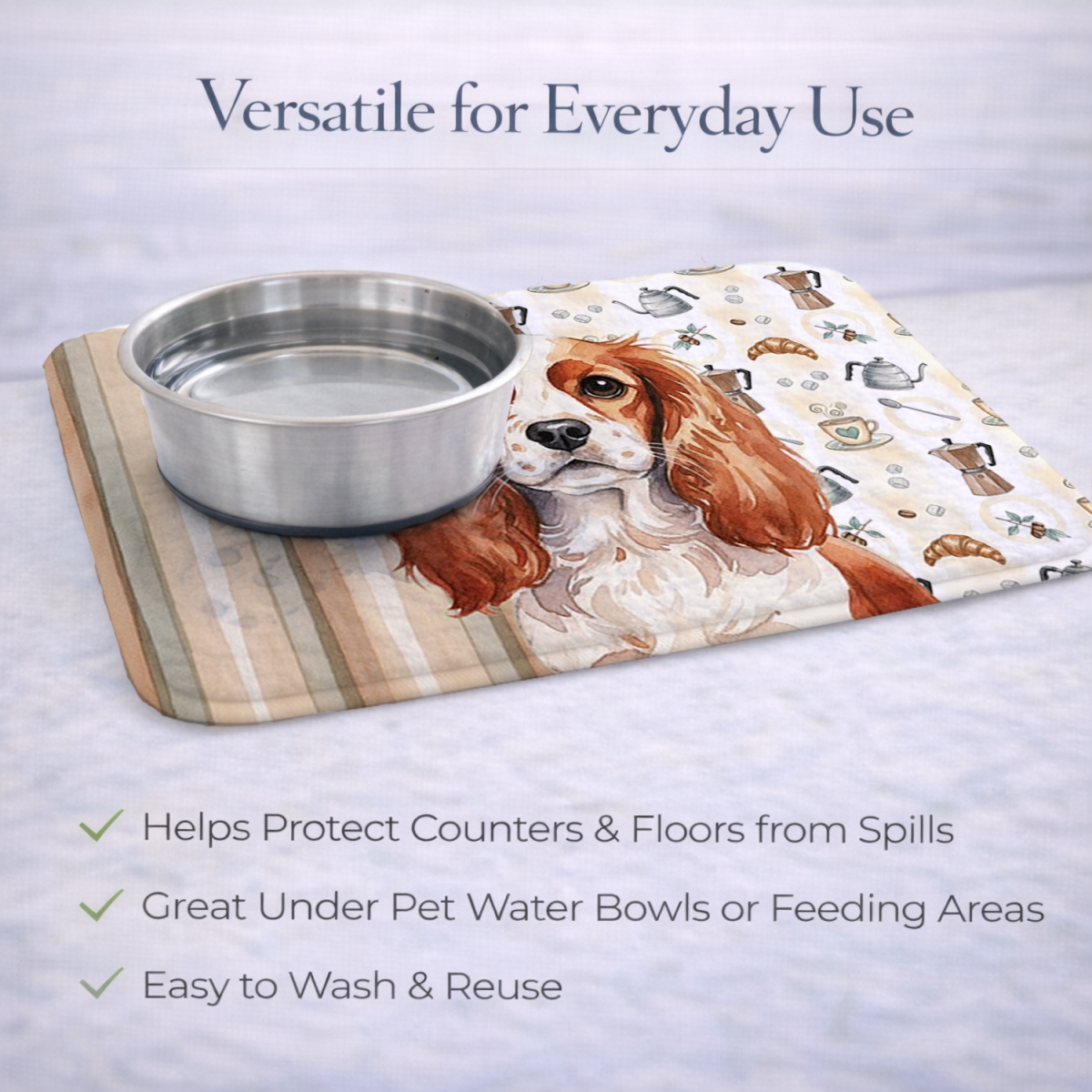 Picture of Carolines Treasures WDK7435DDM 21 x 14 in. Blenheim English Toy Spaniel Coffee Bar Dish Drying Mat