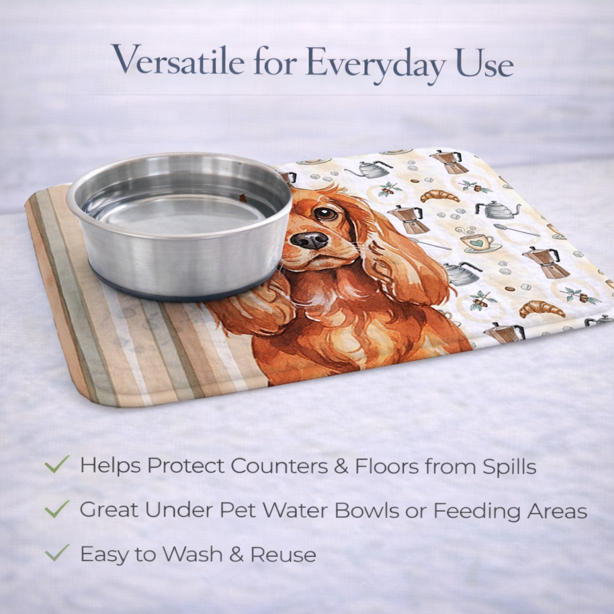 Picture of Carolines Treasures WDK7436DDM 21 x 14 in. Ruby English Toy Spaniel Coffee Bar Dish Drying Mat