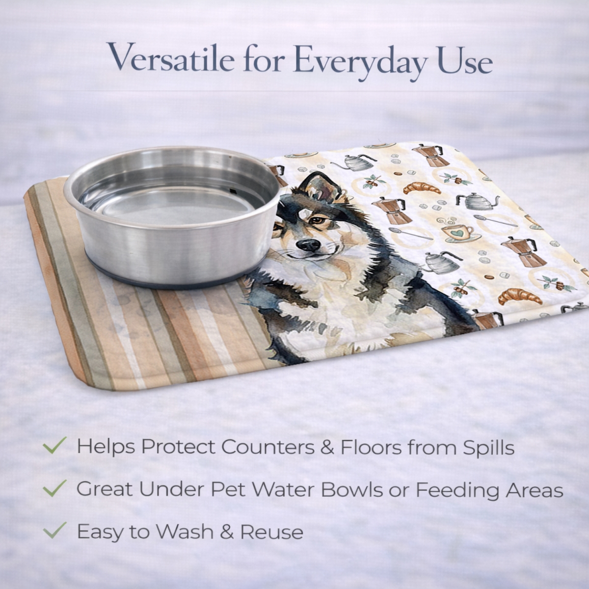 Picture of Carolines Treasures WDK7437DDM 21 x 14 in. Finnish Lapphund Coffee Bar Dish Drying Mat