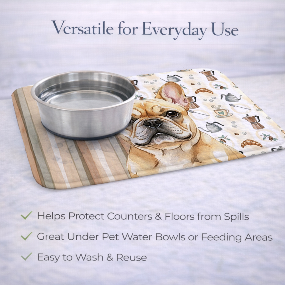 Picture of Carolines Treasures WDK7440DDM 21 x 14 in. Fawn French Bulldog Coffee Bar Dish Drying Mat