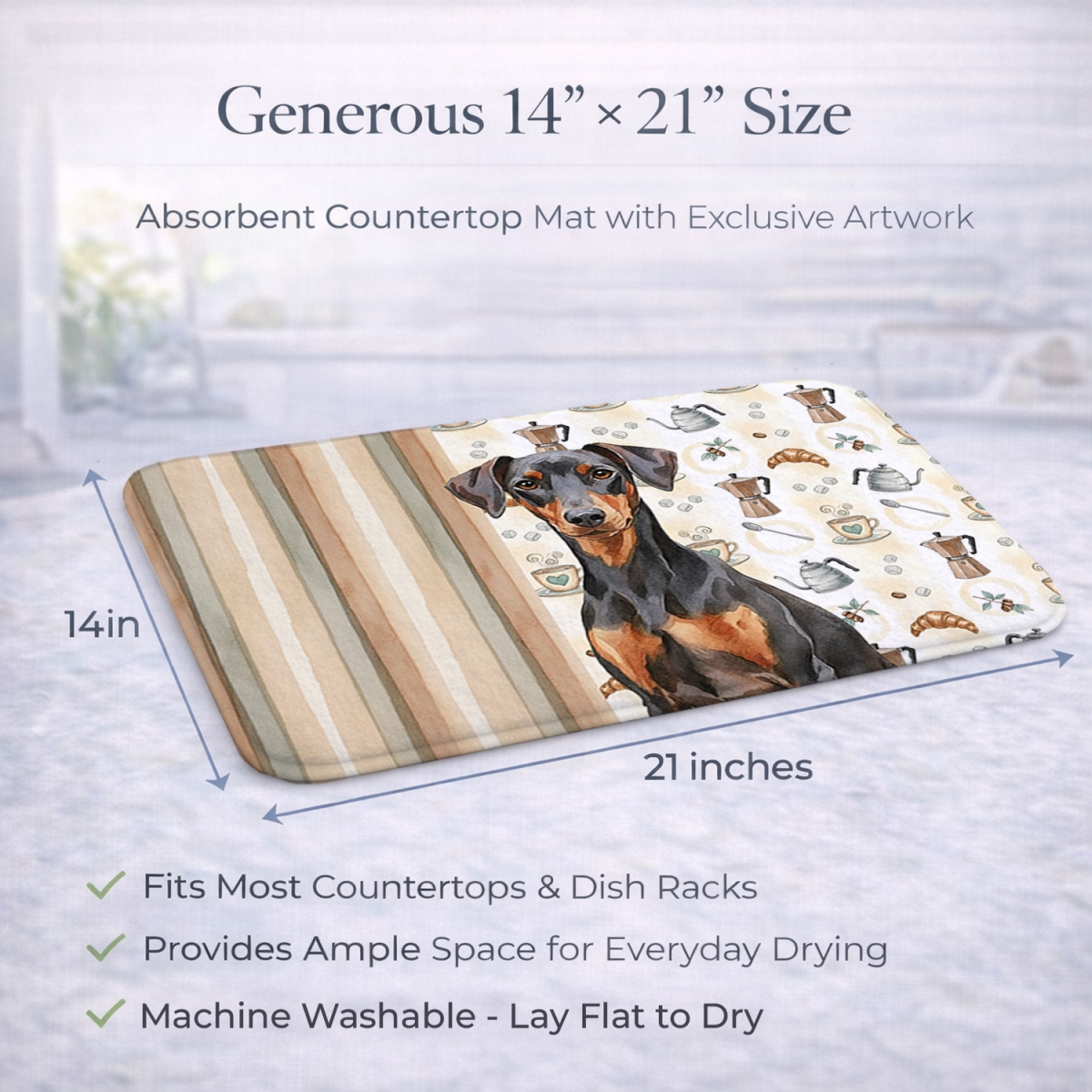 Picture of Carolines Treasures WDK7442DDM 21 x 14 in. German Pinscher Coffee Bar Dish Drying Mat