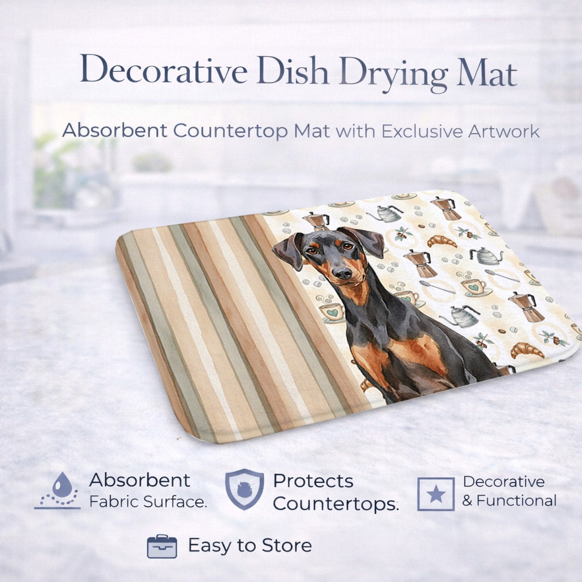 Picture of Carolines Treasures WDK7442DDM 21 x 14 in. German Pinscher Coffee Bar Dish Drying Mat