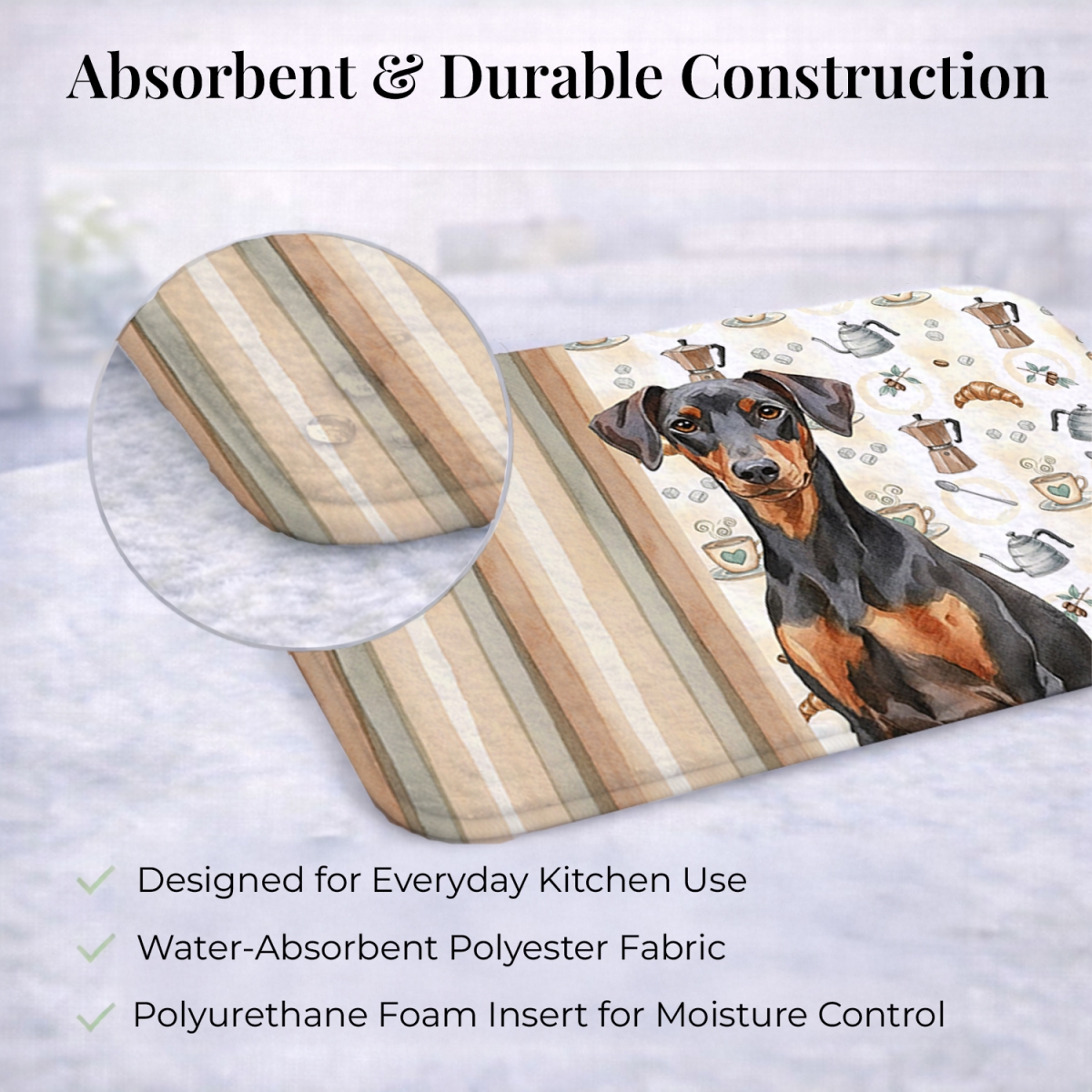 Picture of Carolines Treasures WDK7442DDM 21 x 14 in. German Pinscher Coffee Bar Dish Drying Mat