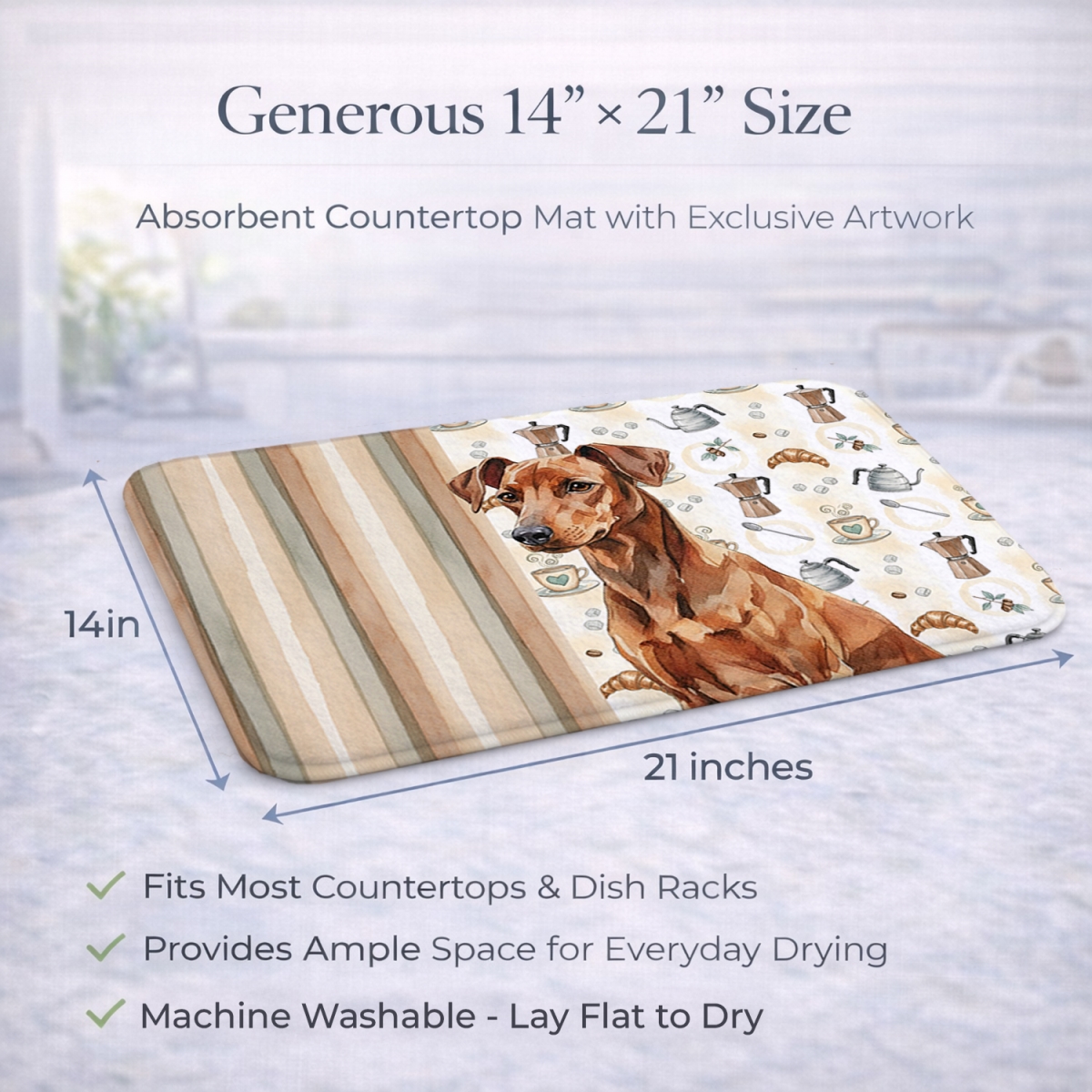 Picture of Carolines Treasures WDK7443DDM 21 x 14 in. Red German Pinscher Coffee Bar Dish Drying Mat