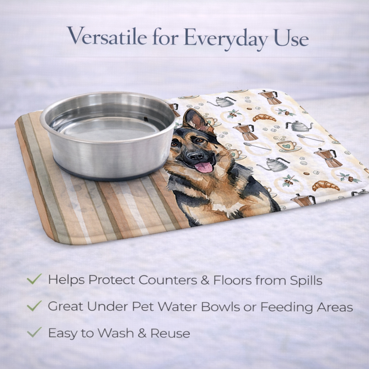 Picture of Carolines Treasures WDK7446DDM 21 x 14 in. German Shepherd Coffee Bar Dish Drying Mat