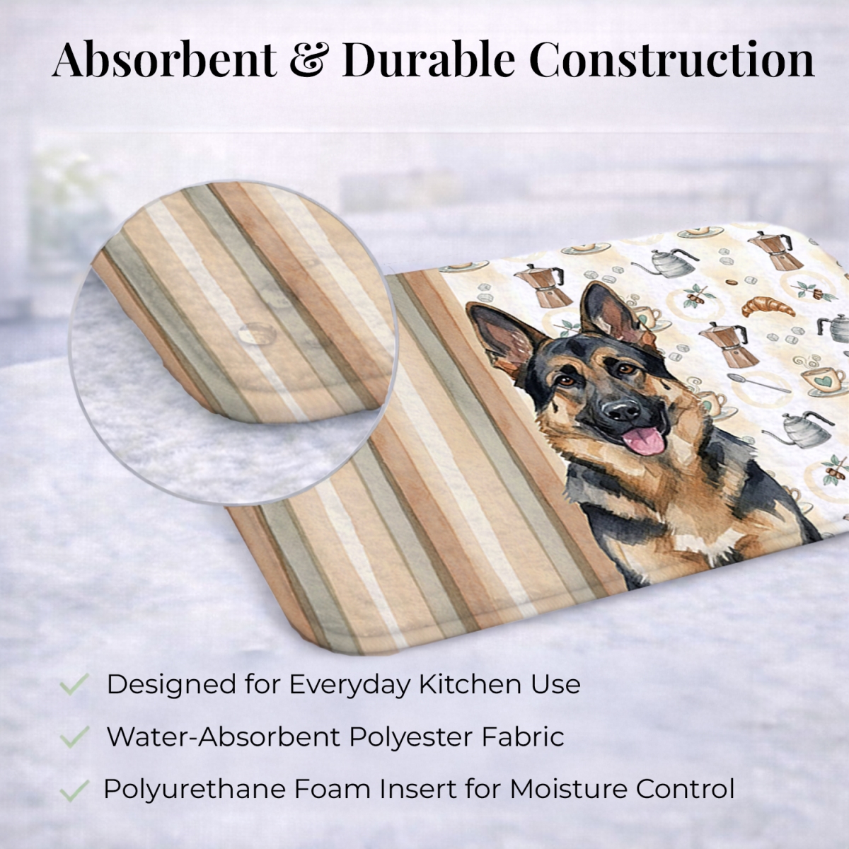 Picture of Carolines Treasures WDK7446DDM 21 x 14 in. German Shepherd Coffee Bar Dish Drying Mat