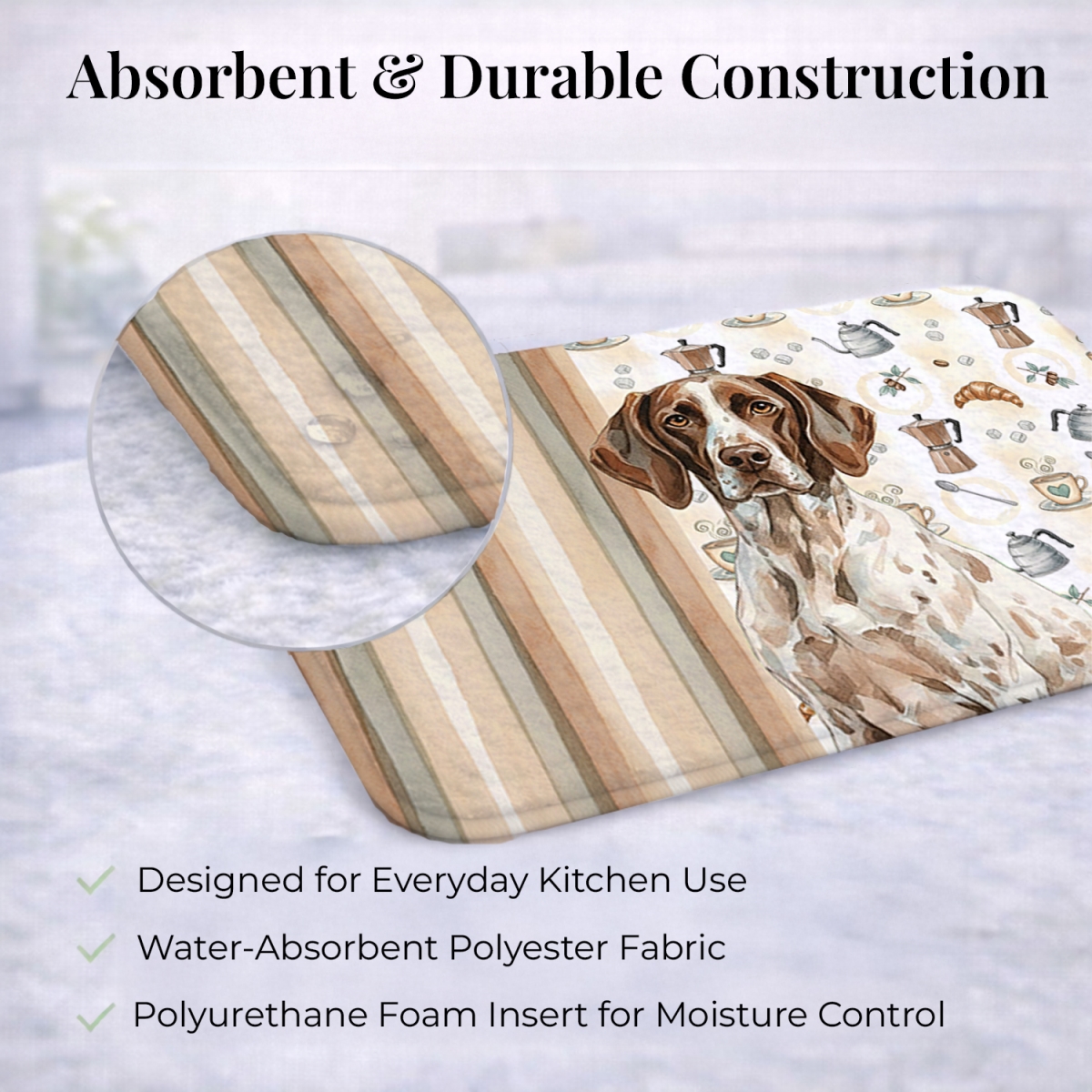 Picture of Carolines Treasures WDK7448DDM 21 x 14 in. German Shorthaired Pointer Coffee Bar Dish Drying Mat