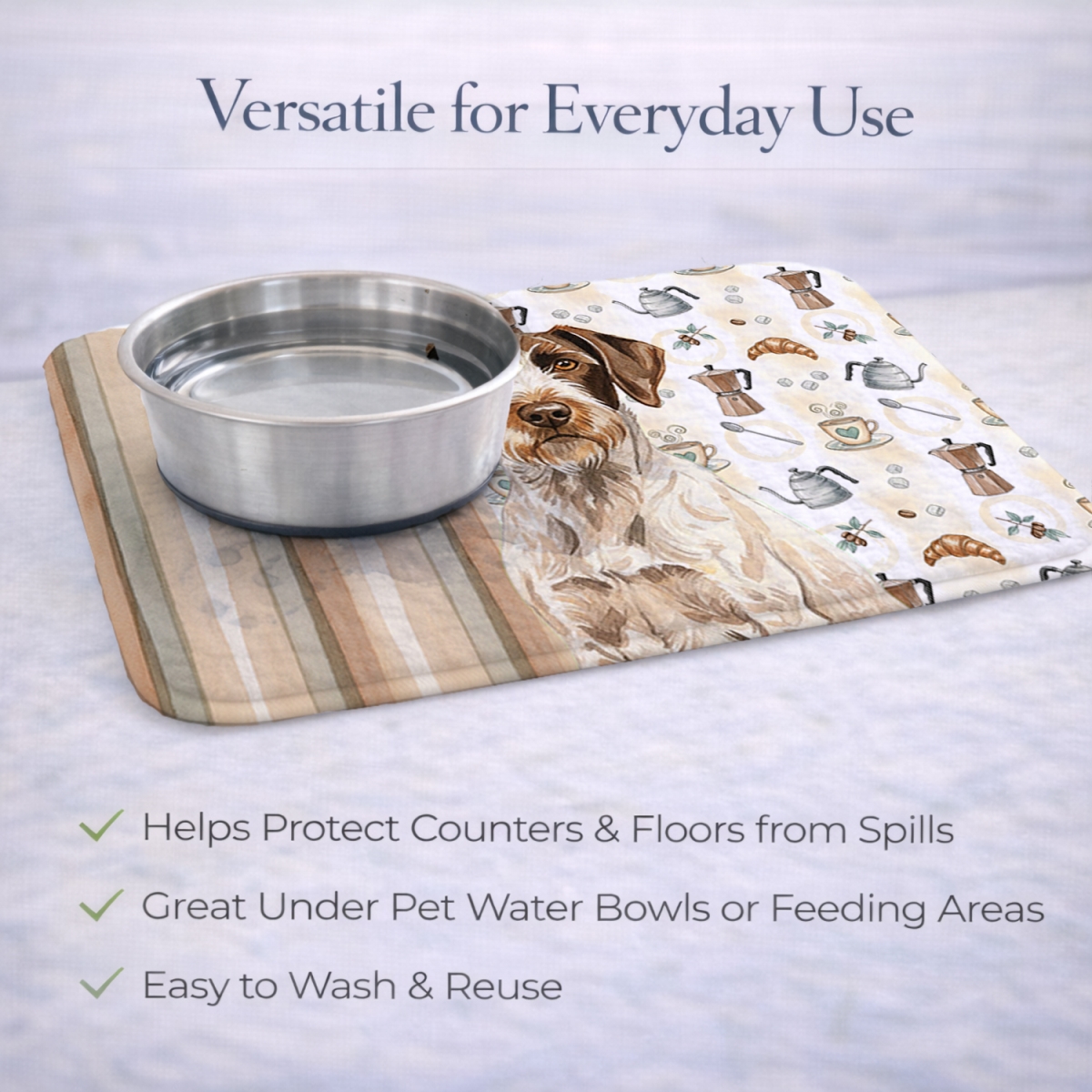 Picture of Carolines Treasures WDK7449DDM 21 x 14 in. Liver & White German Wirehaired Pointer Coffee Bar Dish Drying Mat