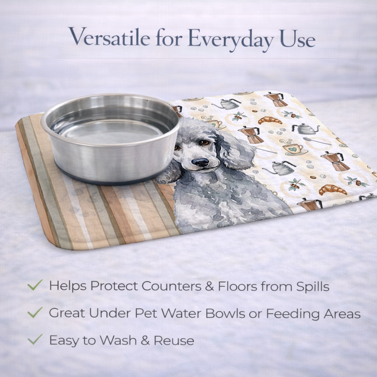 Picture of Carolines Treasures WDK7570DDM 21 x 14 in. Standard Silver Poodle Coffee Bar Dish Drying Mat