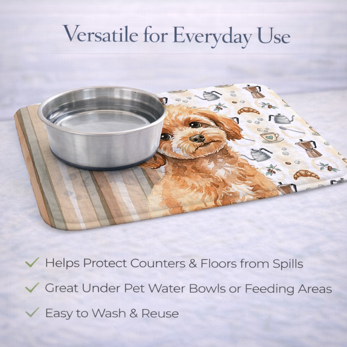 Picture of Carolines Treasures WDK7572DDM 21 x 14 in. Toy Apricot Poodle Coffee Bar Dish Drying Mat