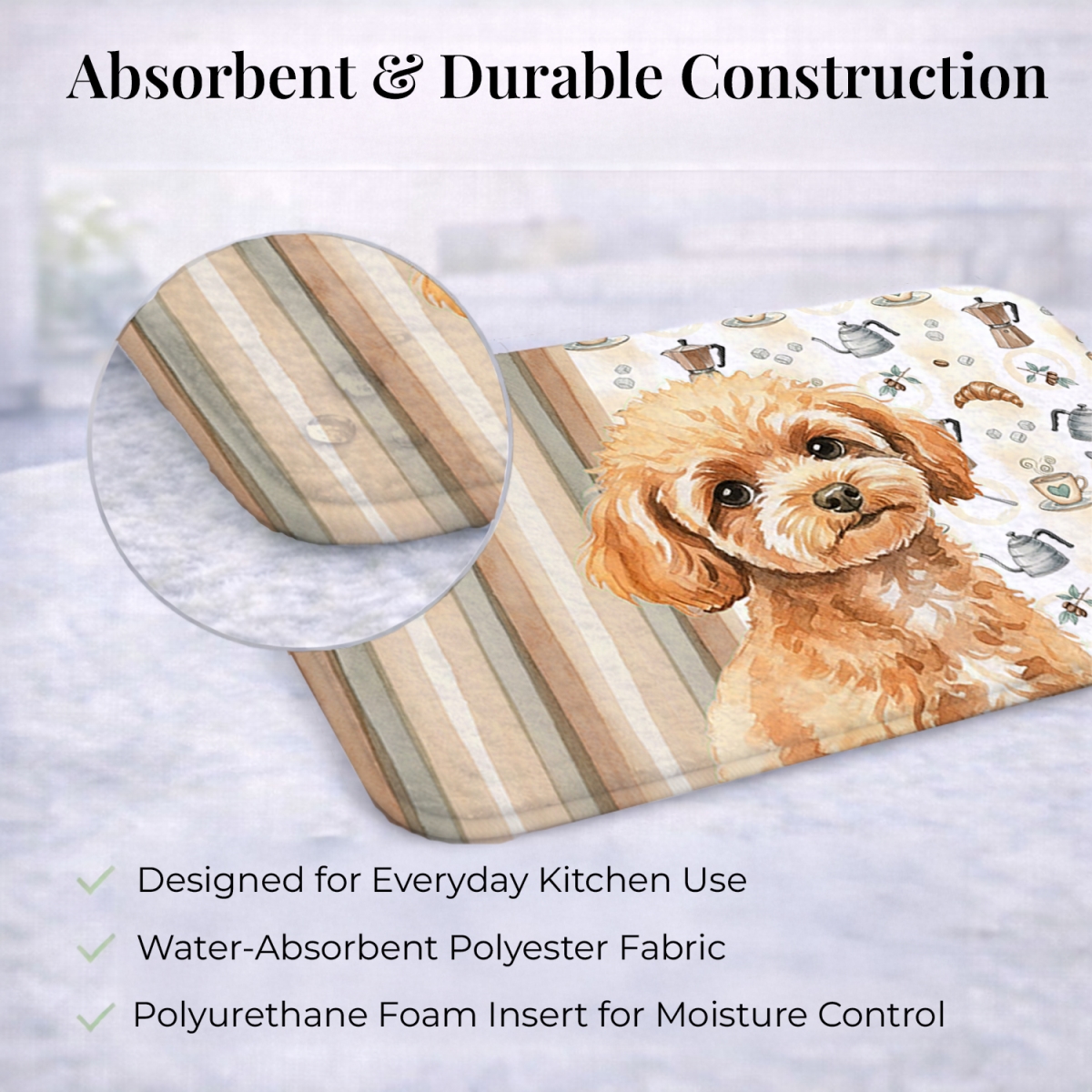 Picture of Carolines Treasures WDK7572DDM 21 x 14 in. Toy Apricot Poodle Coffee Bar Dish Drying Mat