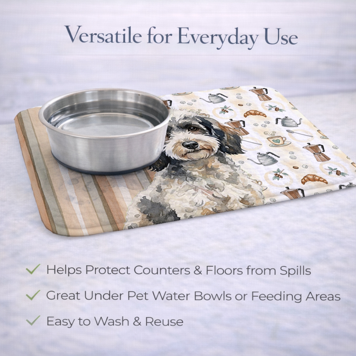 Picture of Carolines Treasures WDK7574DDM 21 x 14 in. Toy Parti Poodle Coffee Bar Dish Drying Mat