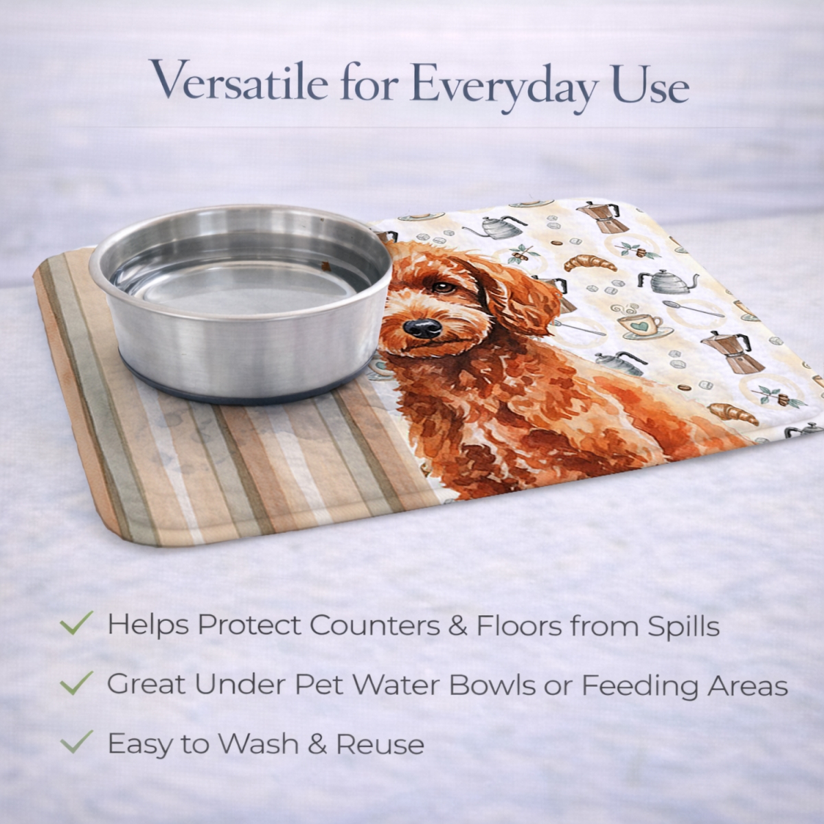 Picture of Carolines Treasures WDK7575DDM 21 x 14 in. Toy Red Poodle Coffee Bar Dish Drying Mat