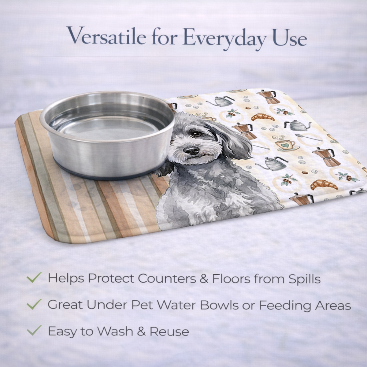 Picture of Carolines Treasures WDK7576DDM 21 x 14 in. Toy Silver Poodle Coffee Bar Dish Drying Mat