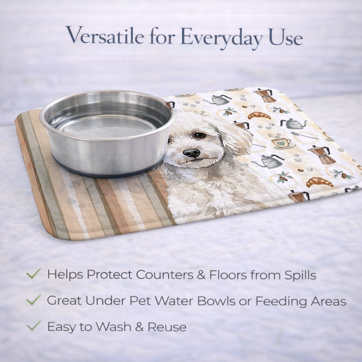 Picture of Carolines Treasures WDK7577DDM 21 x 14 in. Toy White Poodle Coffee Bar Dish Drying Mat