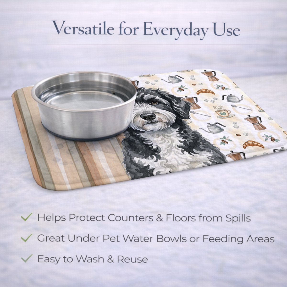 Picture of Carolines Treasures WDK7578DDM 21 x 14 in. Portuguese Water Dog Coffee Bar Dish Drying Mat