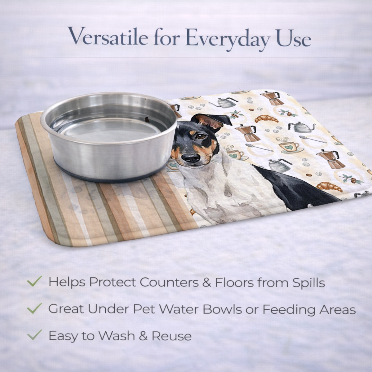 Picture of Carolines Treasures WDK7583DDM 21 x 14 in. Black & White Rat Terrier Coffee Bar Dish Drying Mat