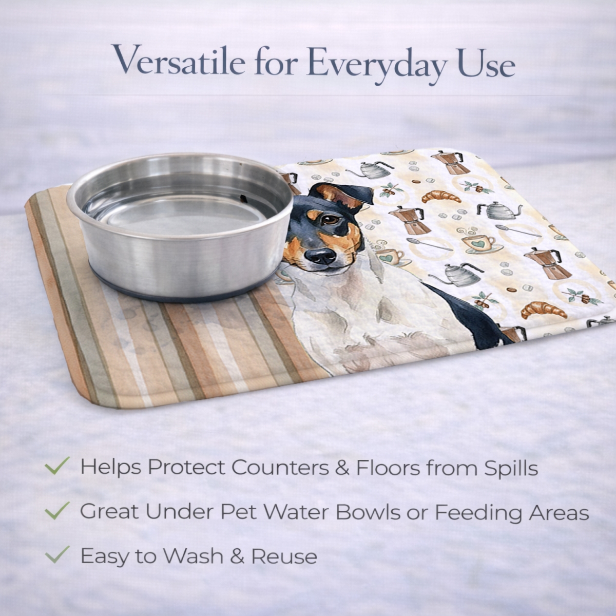 Picture of Carolines Treasures WDK7585DDM 21 x 14 in. Tricolor Rat Terrier Coffee Bar Dish Drying Mat