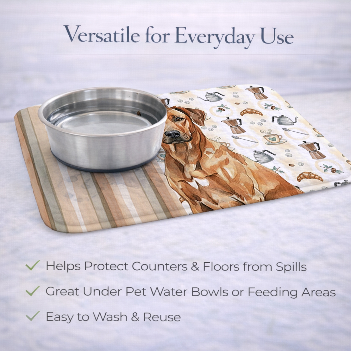 Picture of Carolines Treasures WDK7586DDM 21 x 14 in. Rhodesian Ridgeback Coffee Bar Dish Drying Mat