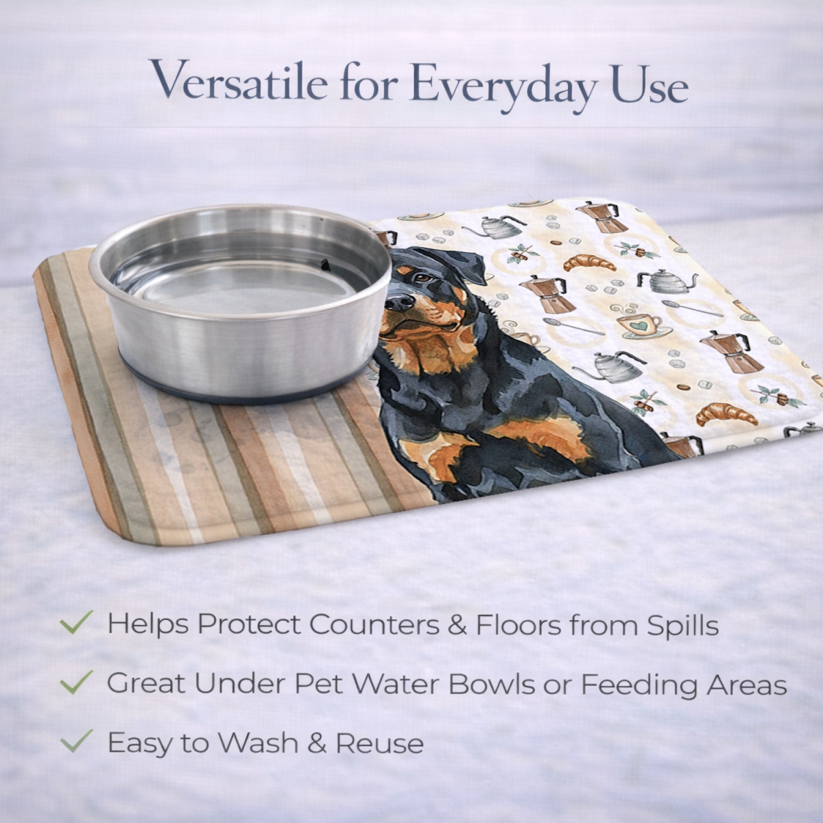 Picture of Carolines Treasures WDK7587DDM 21 x 14 in. Rottweiler Coffee Bar Dish Drying Mat