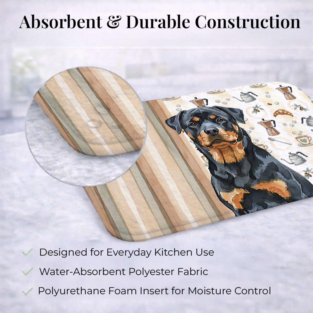 Picture of Carolines Treasures WDK7587DDM 21 x 14 in. Rottweiler Coffee Bar Dish Drying Mat
