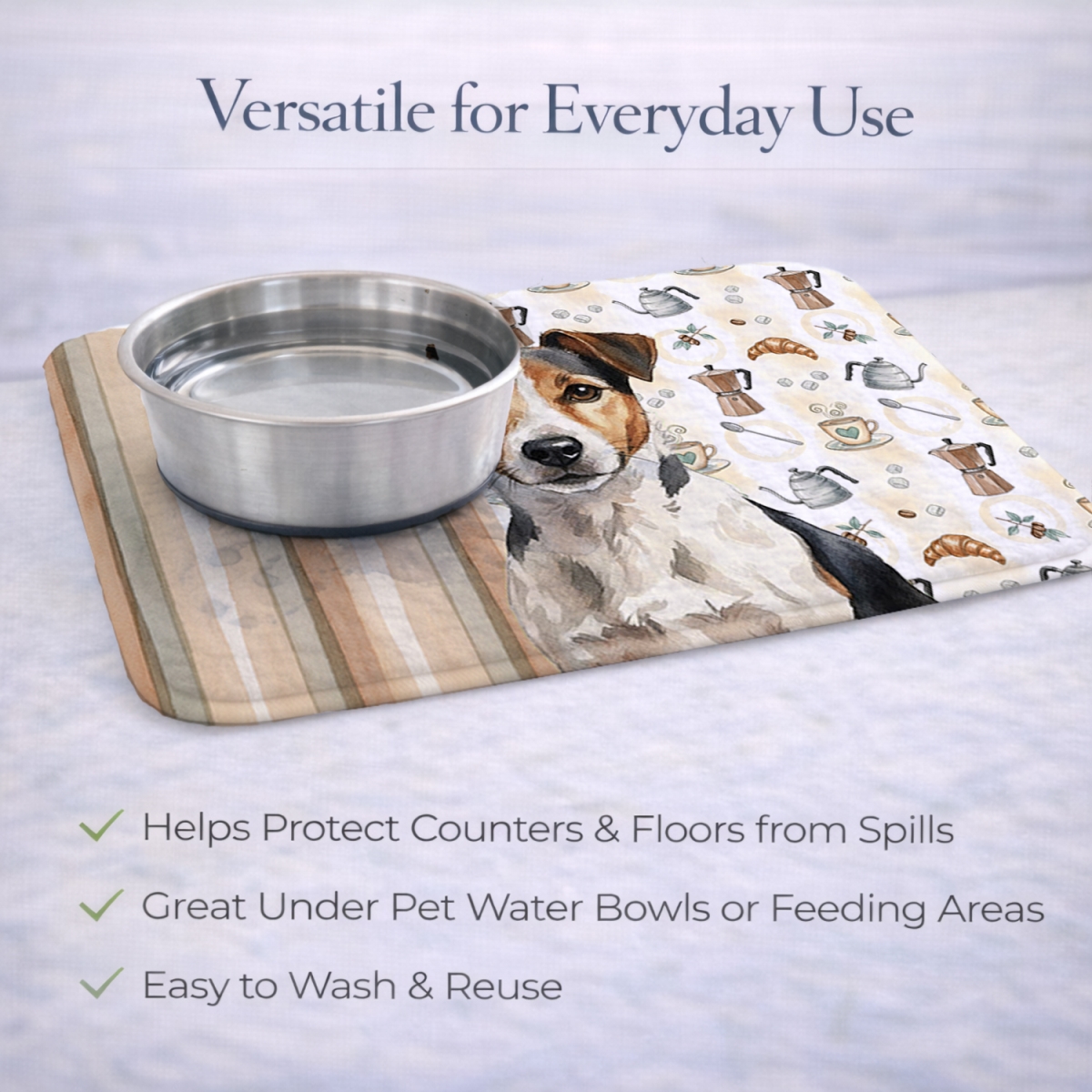 Picture of Carolines Treasures WDK7588DDM 21 x 14 in. Tricolor Russell Terrier Coffee Bar Dish Drying Mat