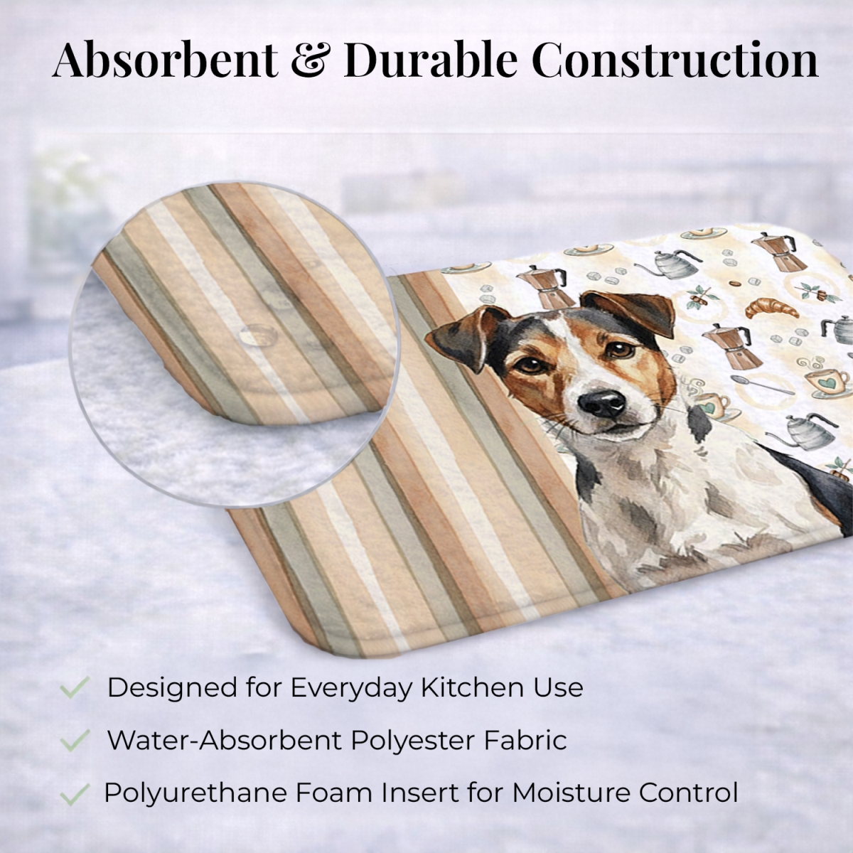 Picture of Carolines Treasures WDK7588DDM 21 x 14 in. Tricolor Russell Terrier Coffee Bar Dish Drying Mat