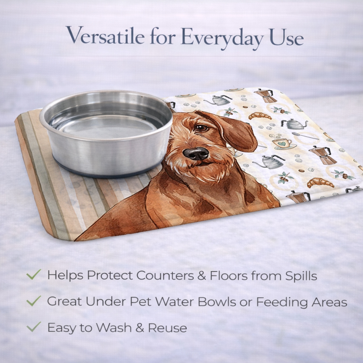 Picture of Carolines Treasures WDK7402DDM 21 x 14 in. Wirehaired Red Dachshund Coffee Bar Dish Drying Mat