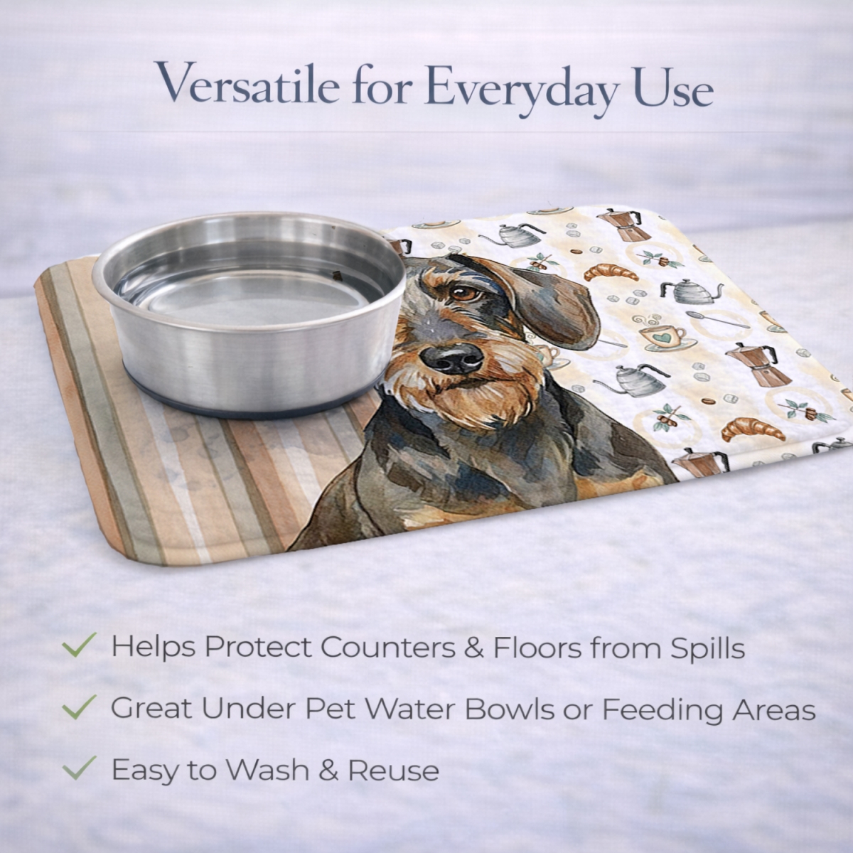 Picture of Carolines Treasures WDK7403DDM 21 x 14 in. Wirehaired Wild Boar Dachshund Coffee Bar Dish Drying Mat