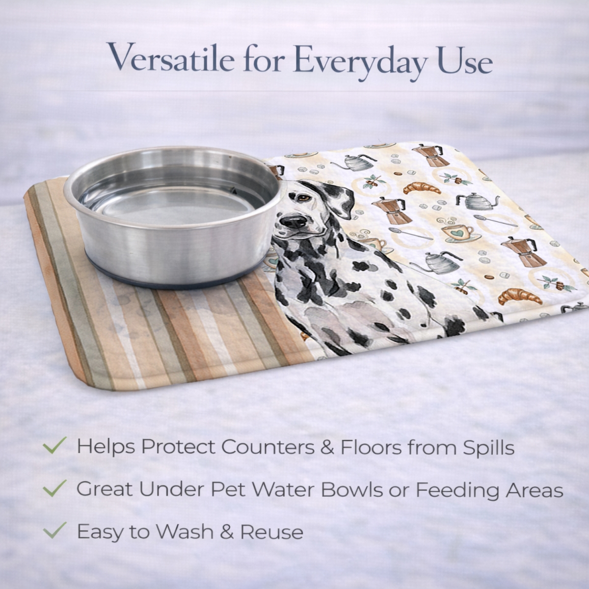 Picture of Carolines Treasures WDK7404DDM 21 x 14 in. Dalmatian Coffee Bar Dish Drying Mat