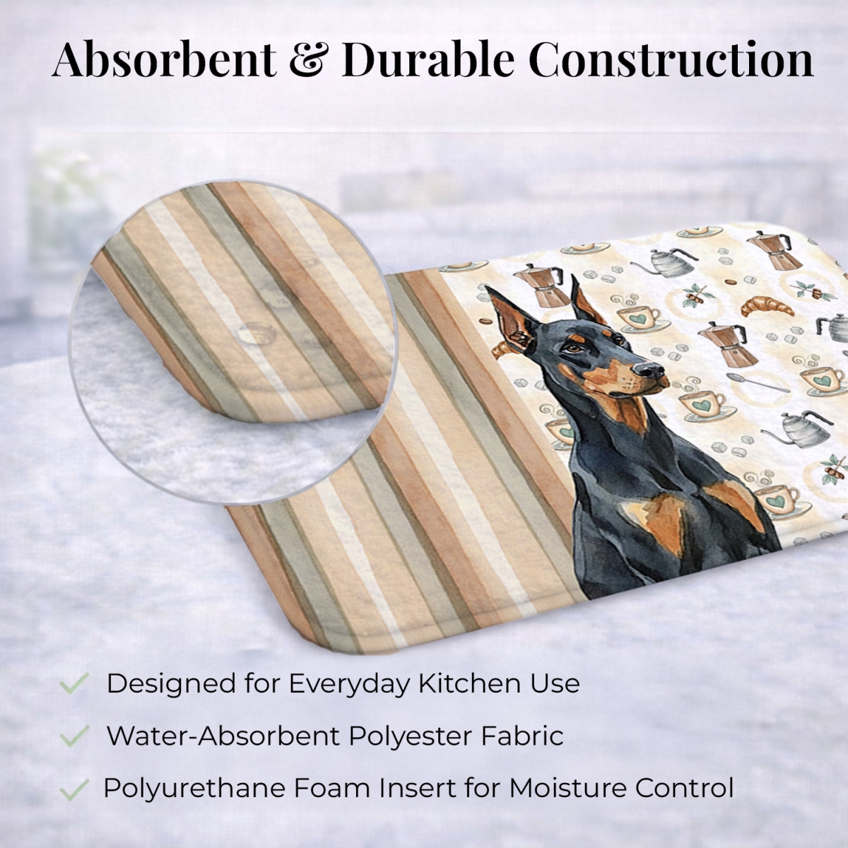 Picture of Carolines Treasures WDK7407DDM 21 x 14 in. Doberman Pinscher Coffee Bar Dish Drying Mat