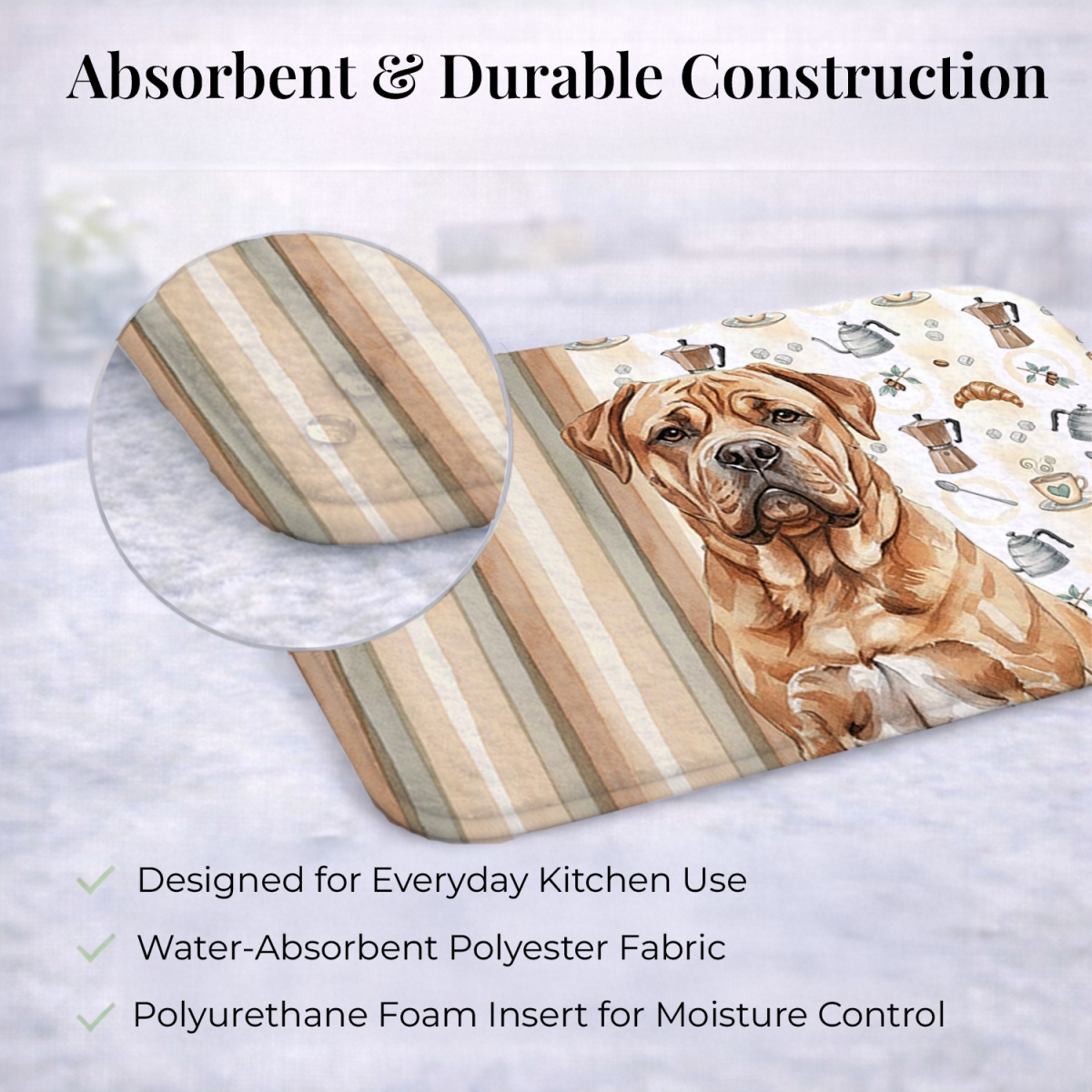 Picture of Carolines Treasures WDK7411DDM 21 x 14 in. Dogue De Bordeaux Coffee Bar Dish Drying Mat