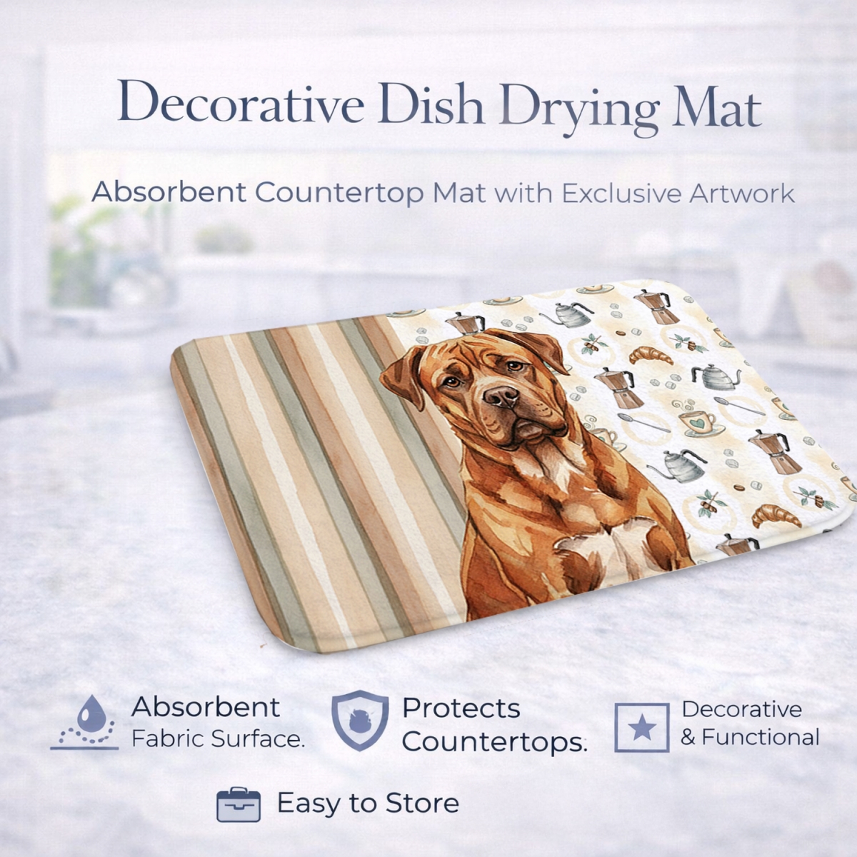 Picture of Carolines Treasures WDK7413DDM 21 x 14 in. Mahogany Dogue De Bordeaux Coffee Bar Dish Drying Mat
